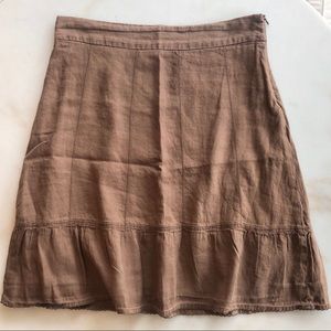 Anthro Maeve linen ruffle skirt brown